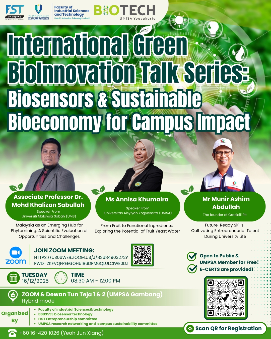 International Green BioInnovation Talk Series: Biosensors & Sustainable Bioeconomy for Campus Impact