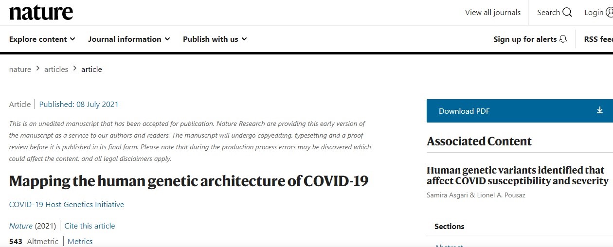 Congratulation: DR HAJAR FAUZAN@NATURE-Mapping the human genetic architecture of  COVID-19